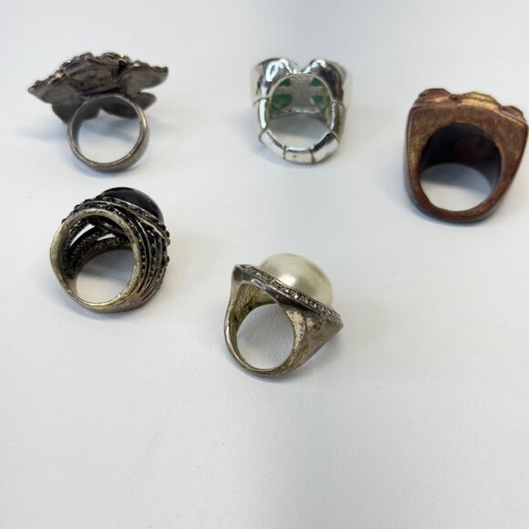 Statement Ring Lot of 5 Clover Flower Various‎ Sizes Stretch - Picture 12 of 12